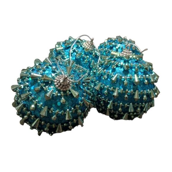 Hobby Lobby Shatter Proof Studded Beaded Bling Christmas Holiday Ornament Balls - Picture 2 of 4